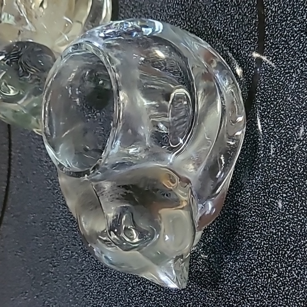 2 small glass cat candle holders
